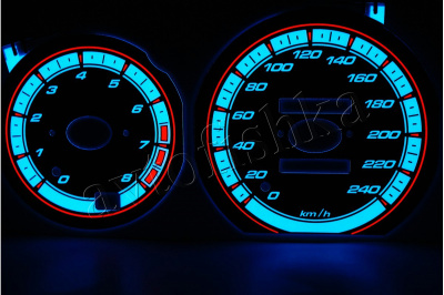 Mazda 626 (92-97) светодиодные шкалы (циферблаты) на панель приборов - дизайн 1