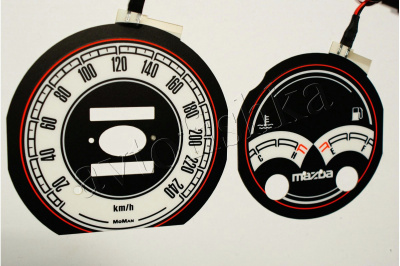 Mazda 626 (92-97) светодиодные шкалы (циферблаты) на панель приборов - дизайн 2
