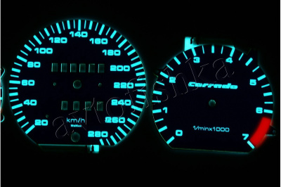 Volkswagen Corrado светодиодные шкалы (циферблаты) на панель приборов - дизайн 4