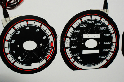 Mazda 626 (92-97) светодиодные шкалы (циферблаты) на панель приборов - дизайн 1